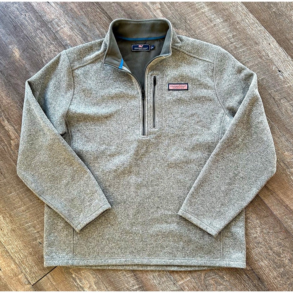 Vineyard Vines Shep & Ian Men's XL Heather Gray Sweater Fleece 1/4 Zip Pullover